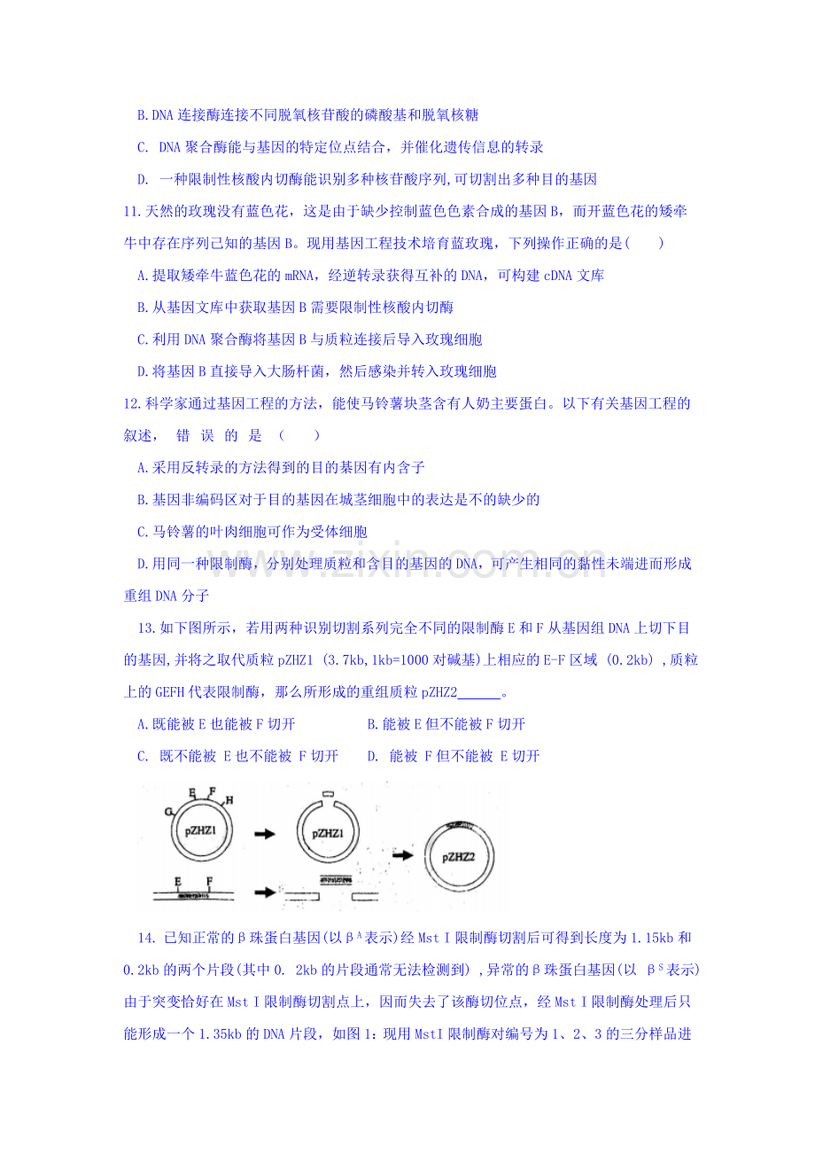 河北省石家庄2015-2016学年高二生物下册3月月考试题.doc_第3页