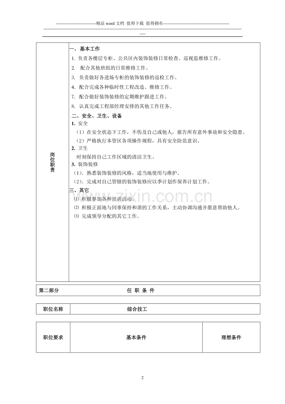 综合技工岗位职责及说明.doc_第2页