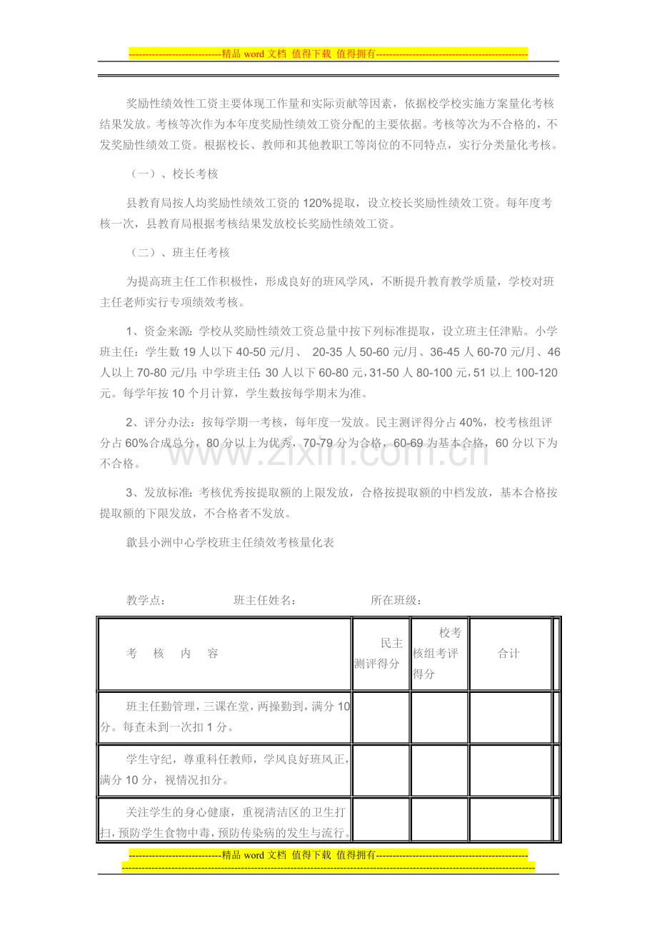 歙县小洲中心学校教职工绩效考核工作实施办法..doc_第2页