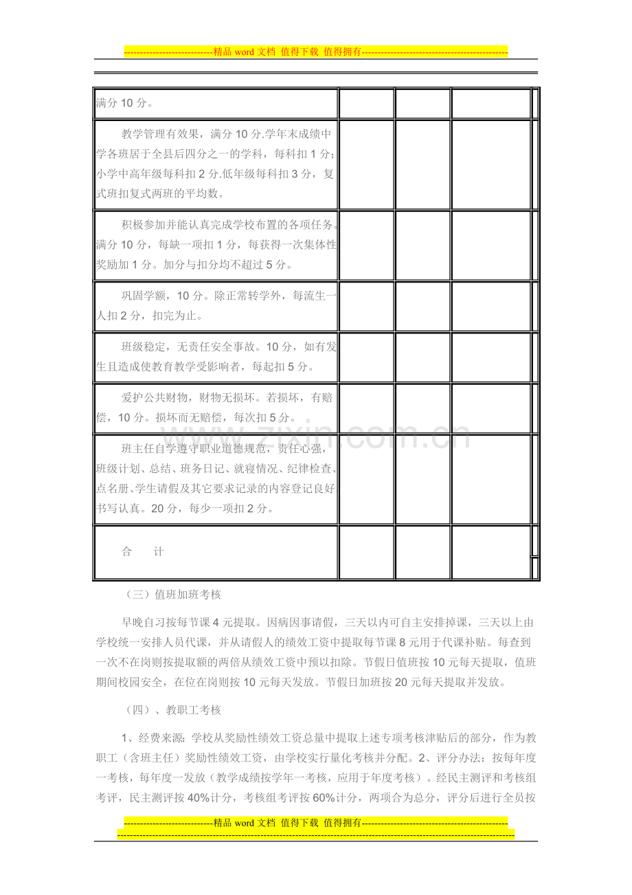 歙县小洲中心学校教职工绩效考核工作实施办法..doc_第3页