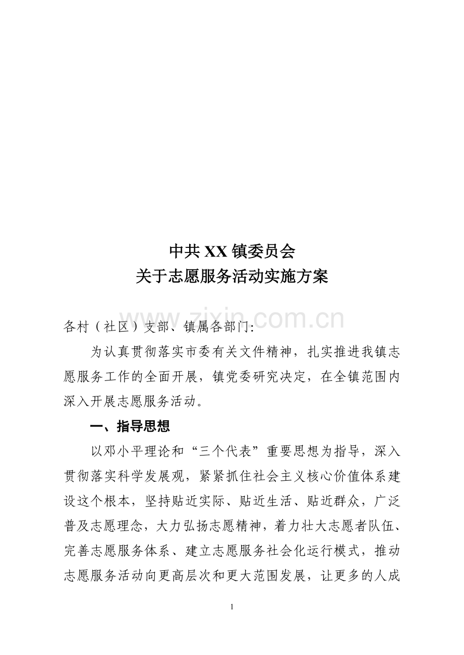 乡镇志愿服务活动方案.doc_第1页