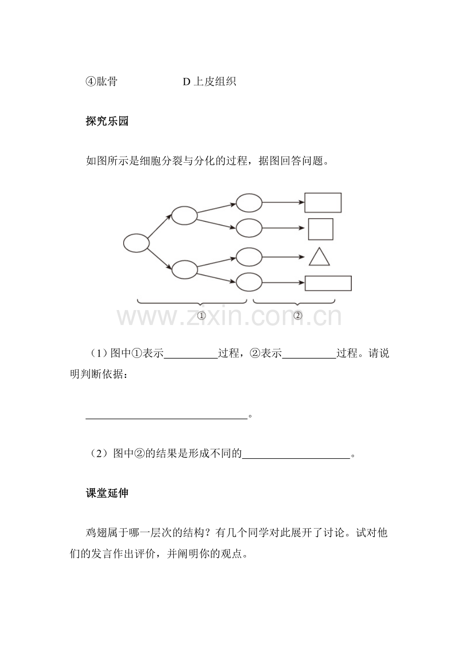 七年级生物上学期课时同步调研练习17.doc_第3页