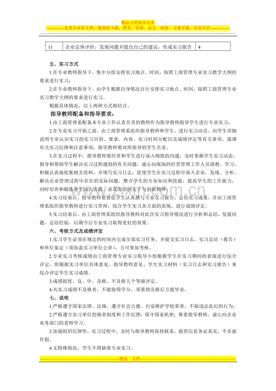 工商管理专业实习教学大纲及指导书-工商管理2010级.doc_第2页