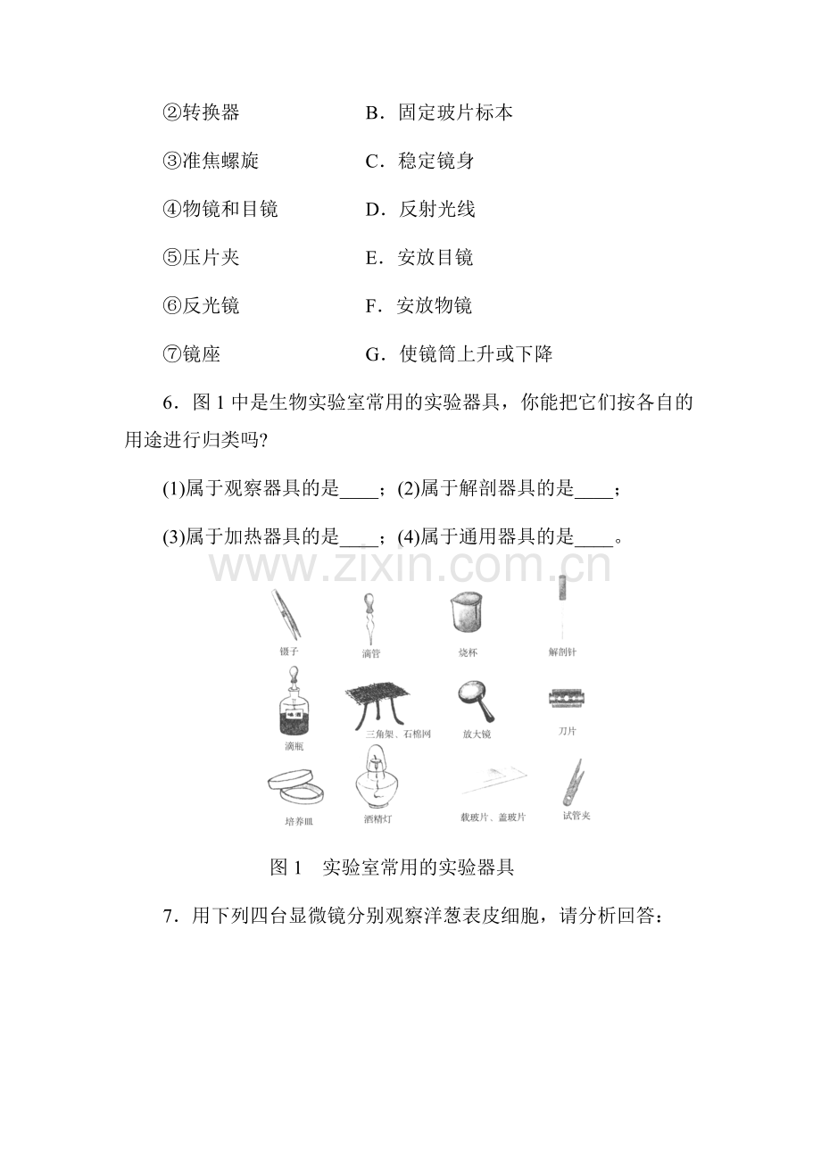 2015-2016学年七年级生物上册知识点同步练习题1.doc_第3页