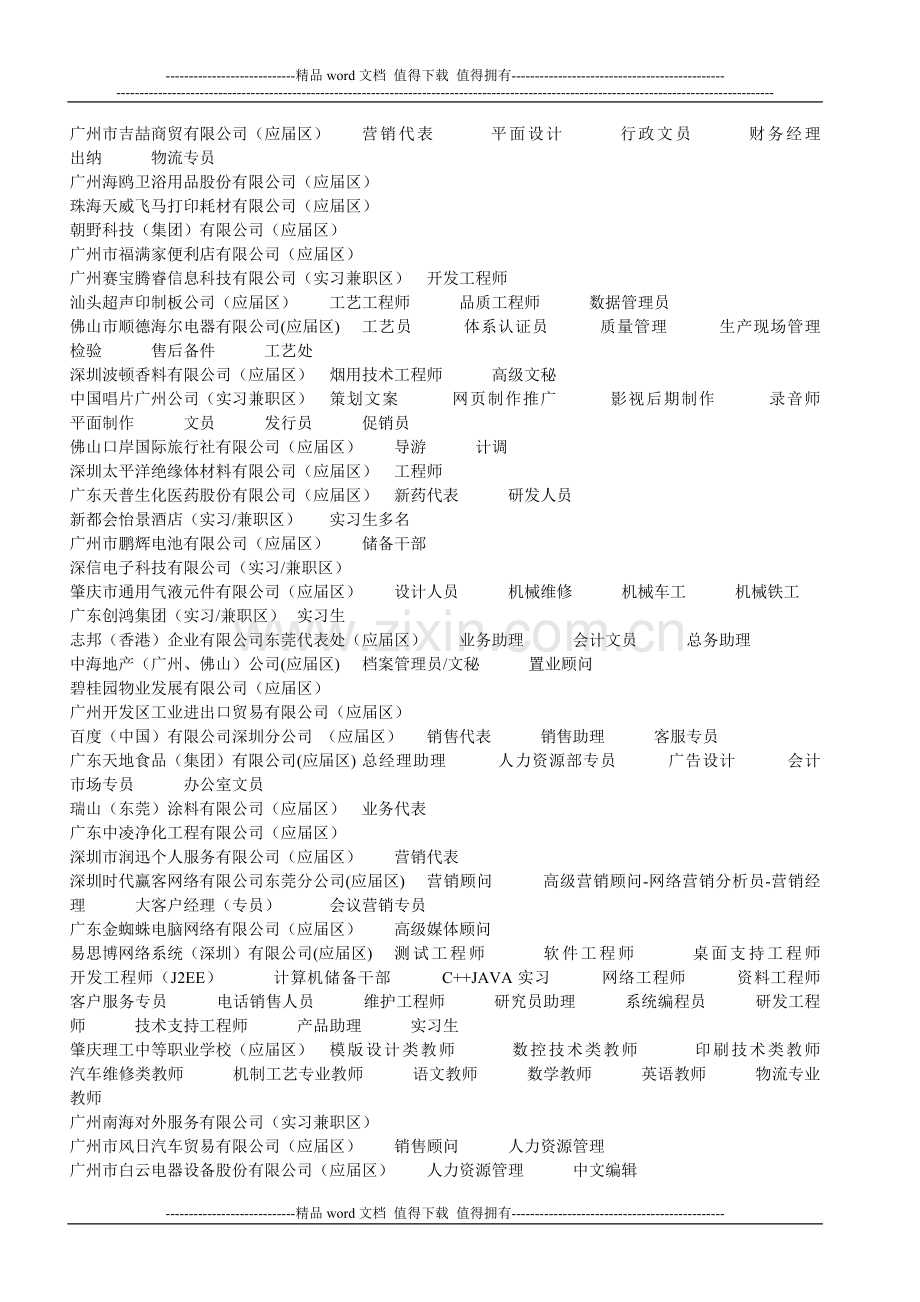 6月2日部分参展企业列名及招聘岗位(以下为更新至5月30日的信息).doc_第2页