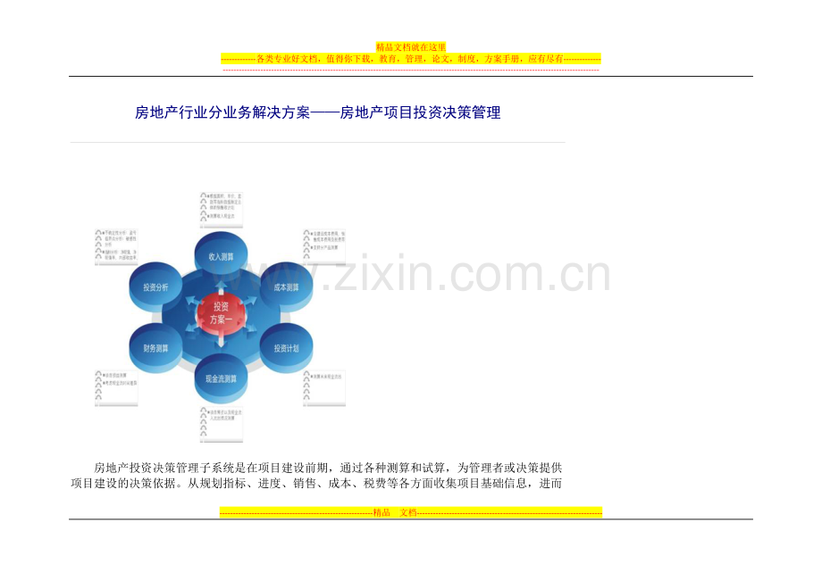 房地产行业分业务解决方案——房地产项目投资决策管理.docx_第1页