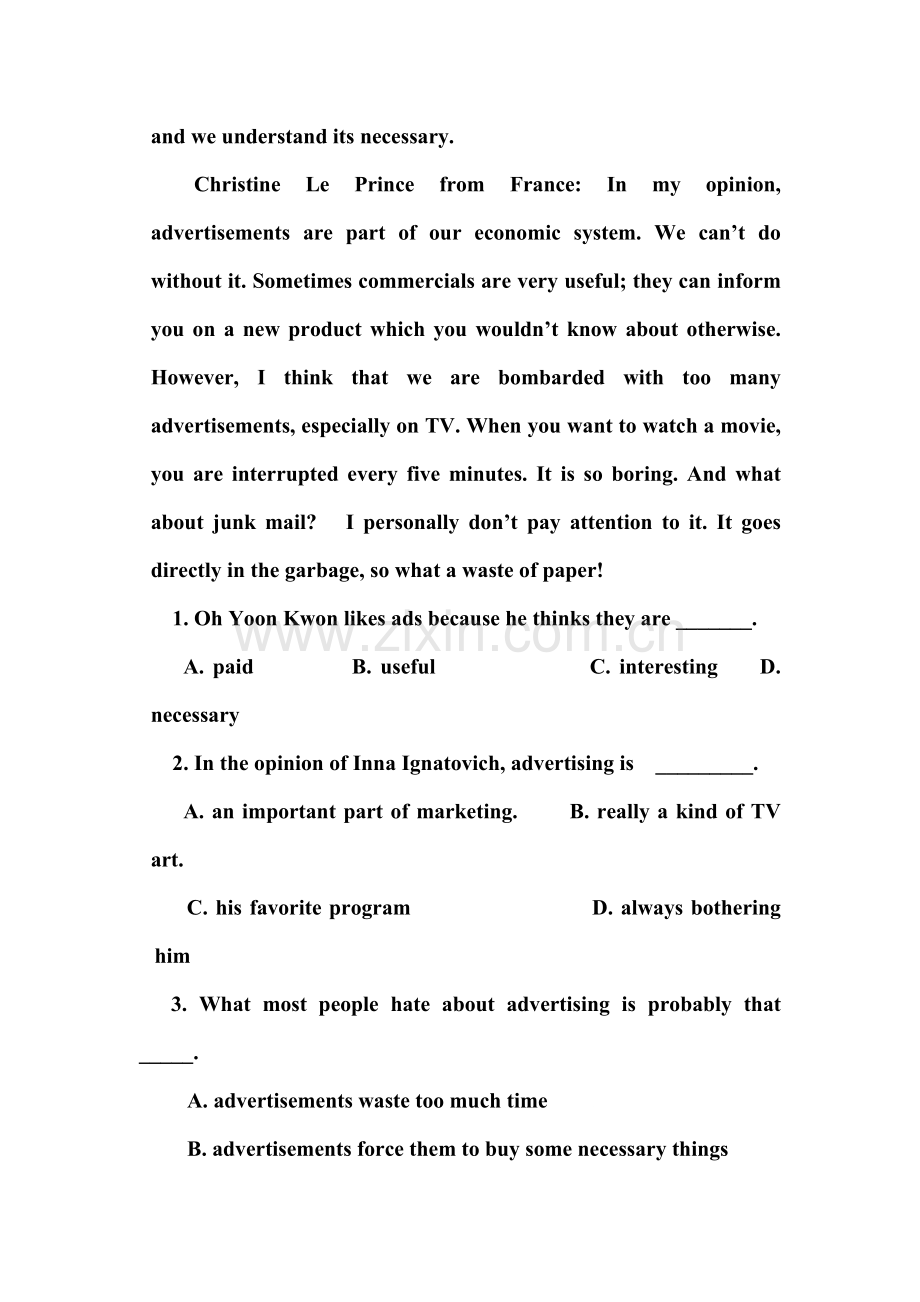 山东省济南市2015-2016学年高一英语上册期末测试题.doc_第2页