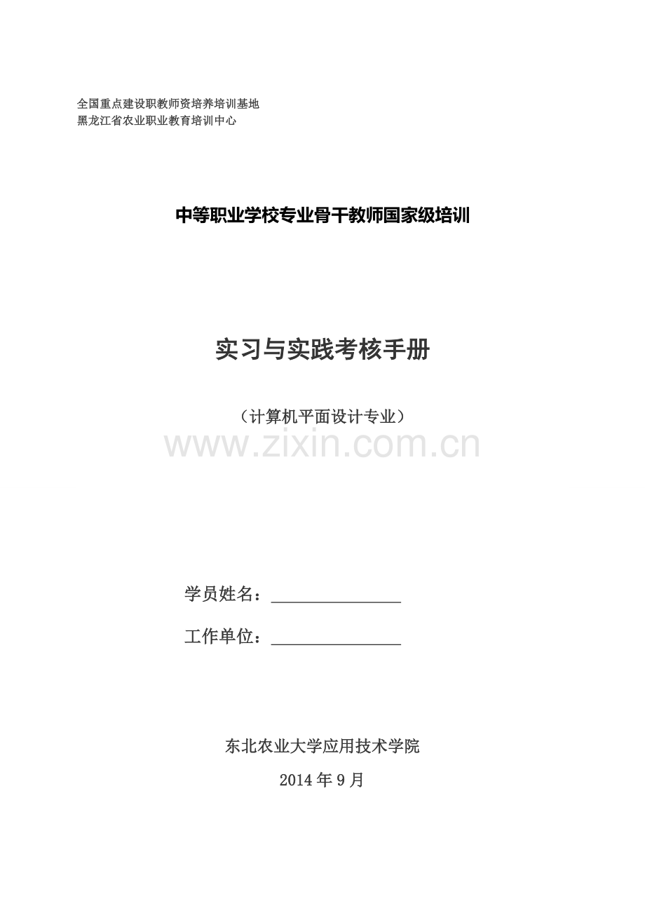 中等职业学校专业骨干教师国家级培训----实习与实践考核手册--(计算机平面设计专业).doc_第2页