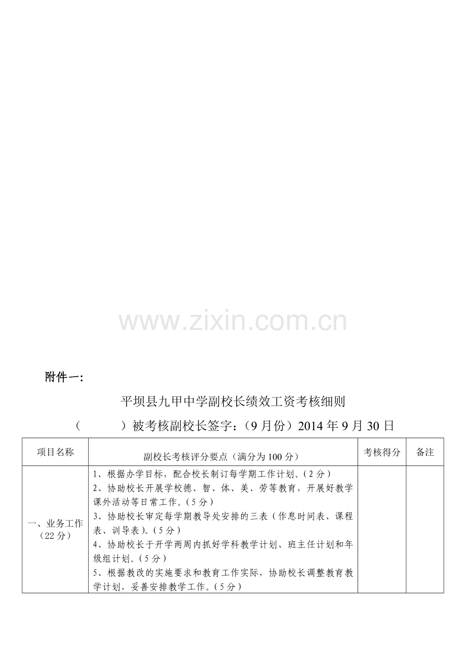 九甲中学绩效工资考核细则.doc_第1页