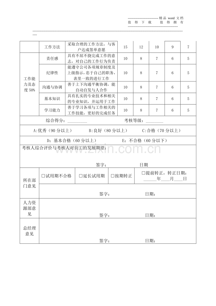 员工转正申请表考核表中心..doc_第3页