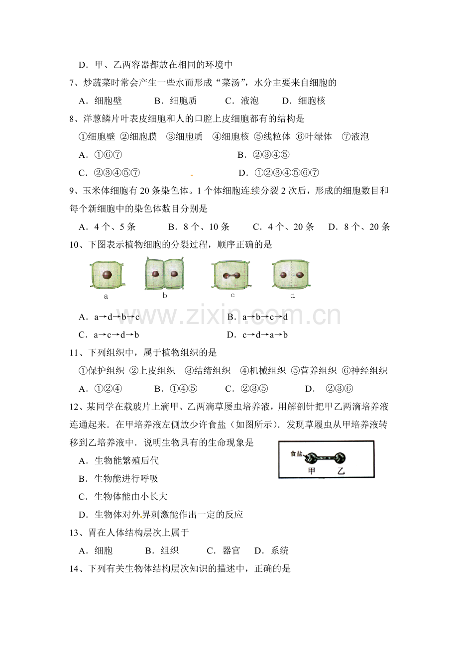 2015-2016学年七年级生物上册期中联考试题2.doc_第2页