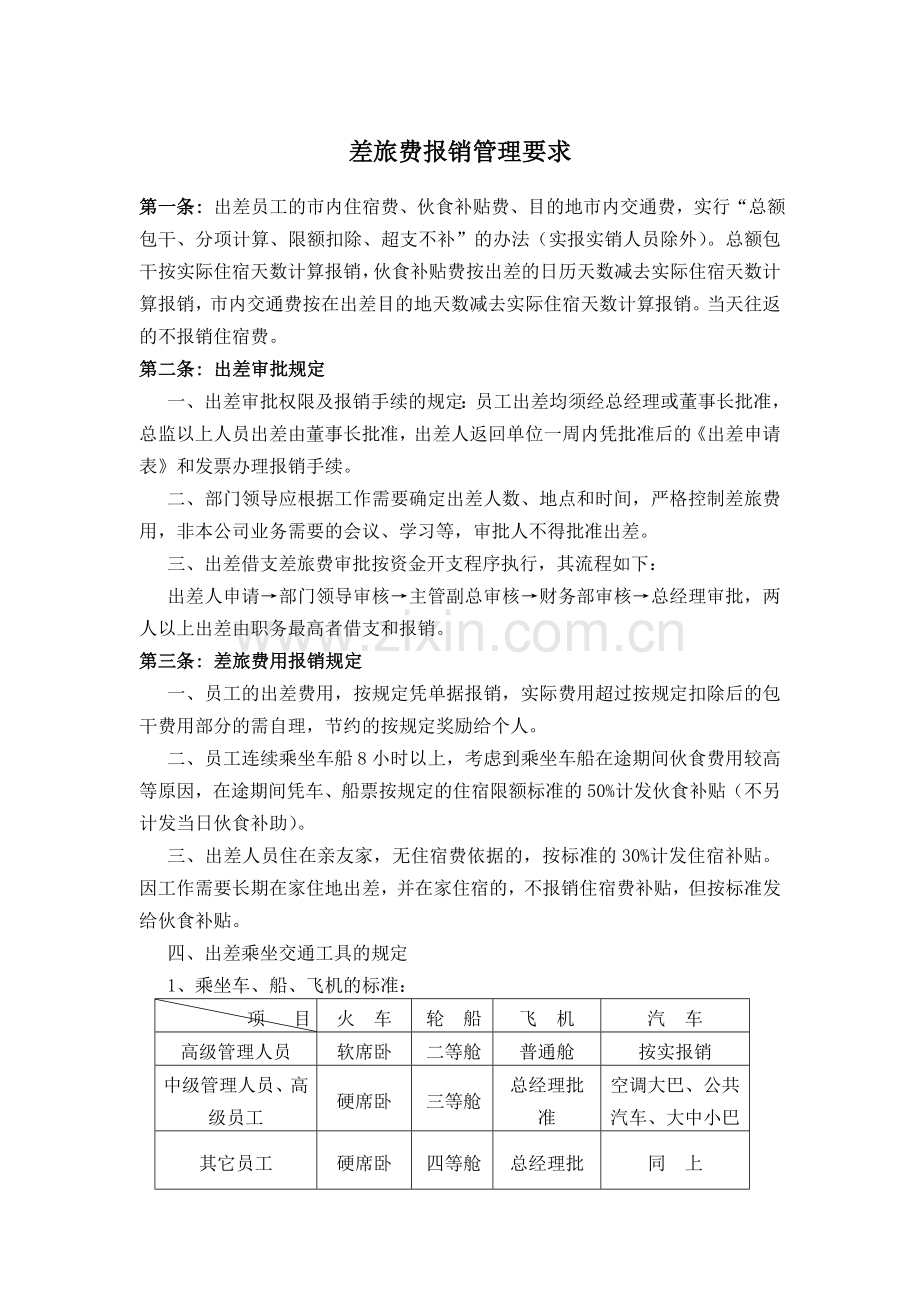 差旅费报销的管理要求.doc_第1页