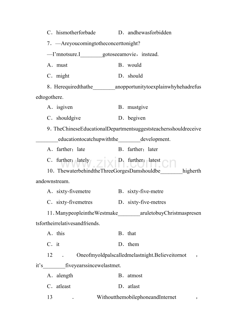 高三英语课时能力复习检测题10.doc_第2页