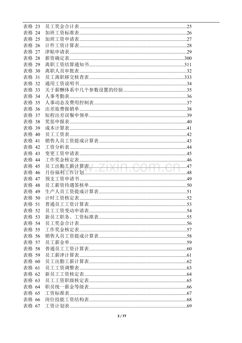 67个企业薪酬设计常用表格汇总.doc_第2页