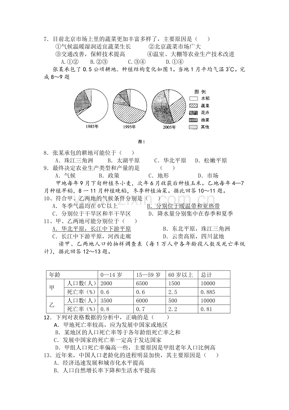 高一地理下册5月月考检测试题7.doc_第2页