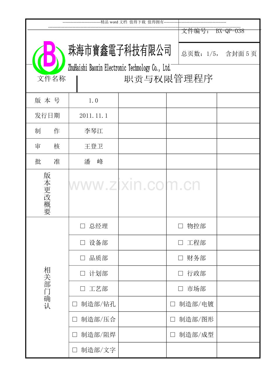 038职责与权限管理程序.doc_第1页