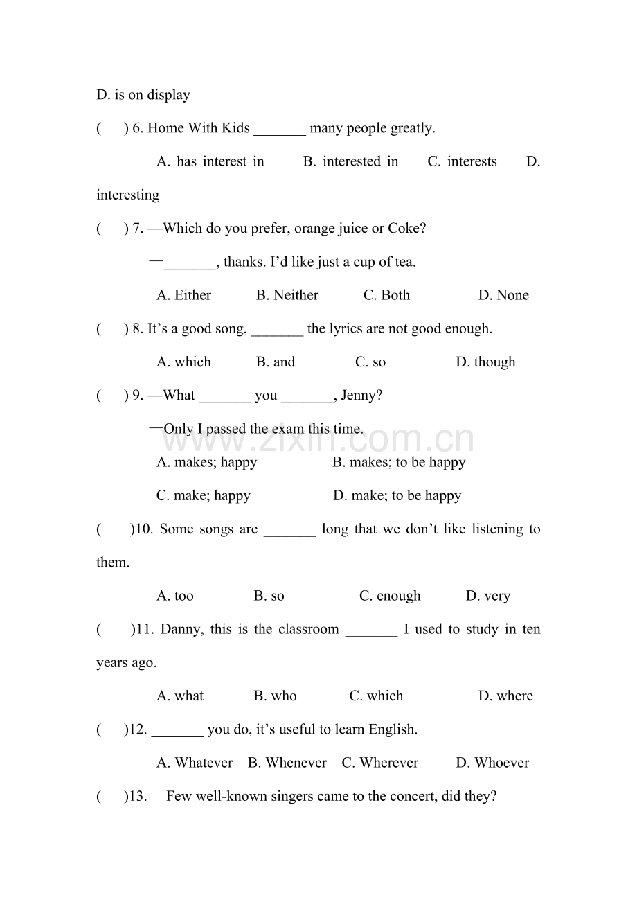 九年级英语下册单元课堂教学检测题6.doc_第2页