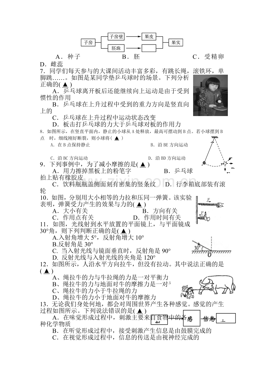 七年级科学下册期中调研检测试卷1.doc_第2页