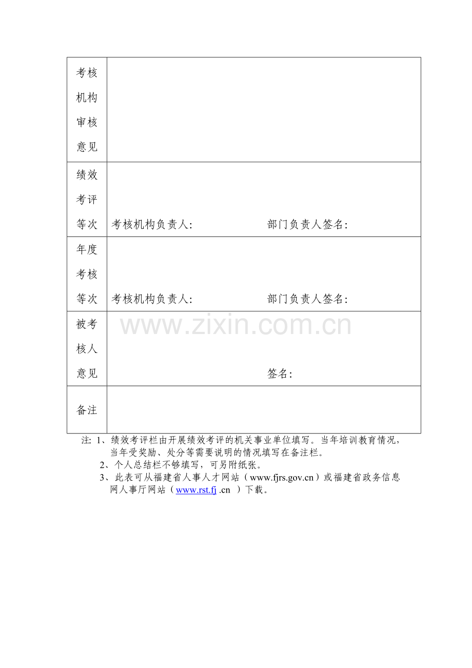 福建省机关事业单位工作人员年度考核(绩效考评)登记表.doc_第3页