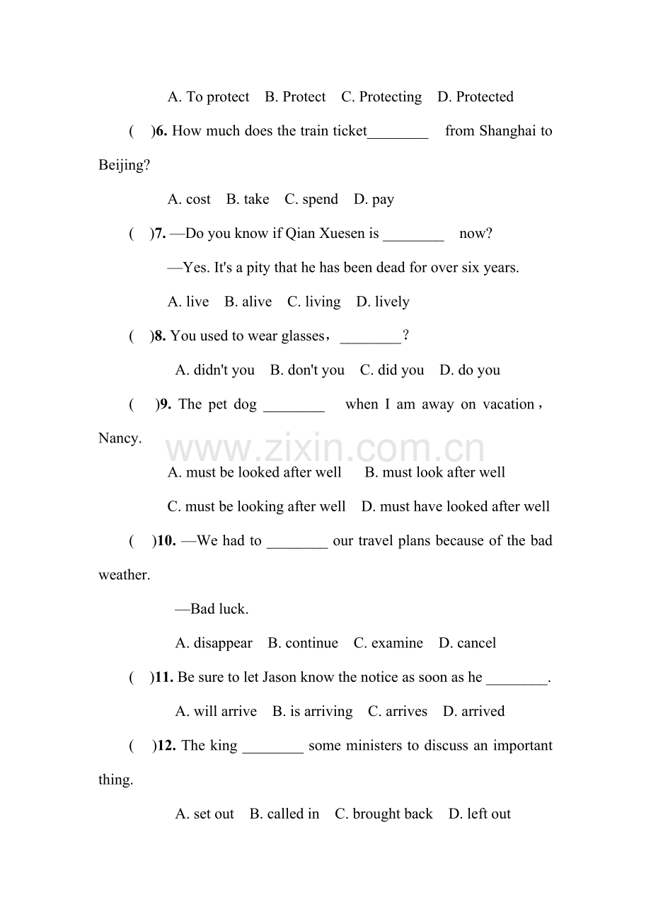 九年级英语上学期单元同步练习卷4.doc_第2页