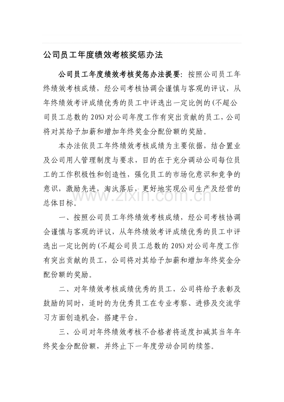 公司员工年度绩效考核奖惩办法.doc_第1页