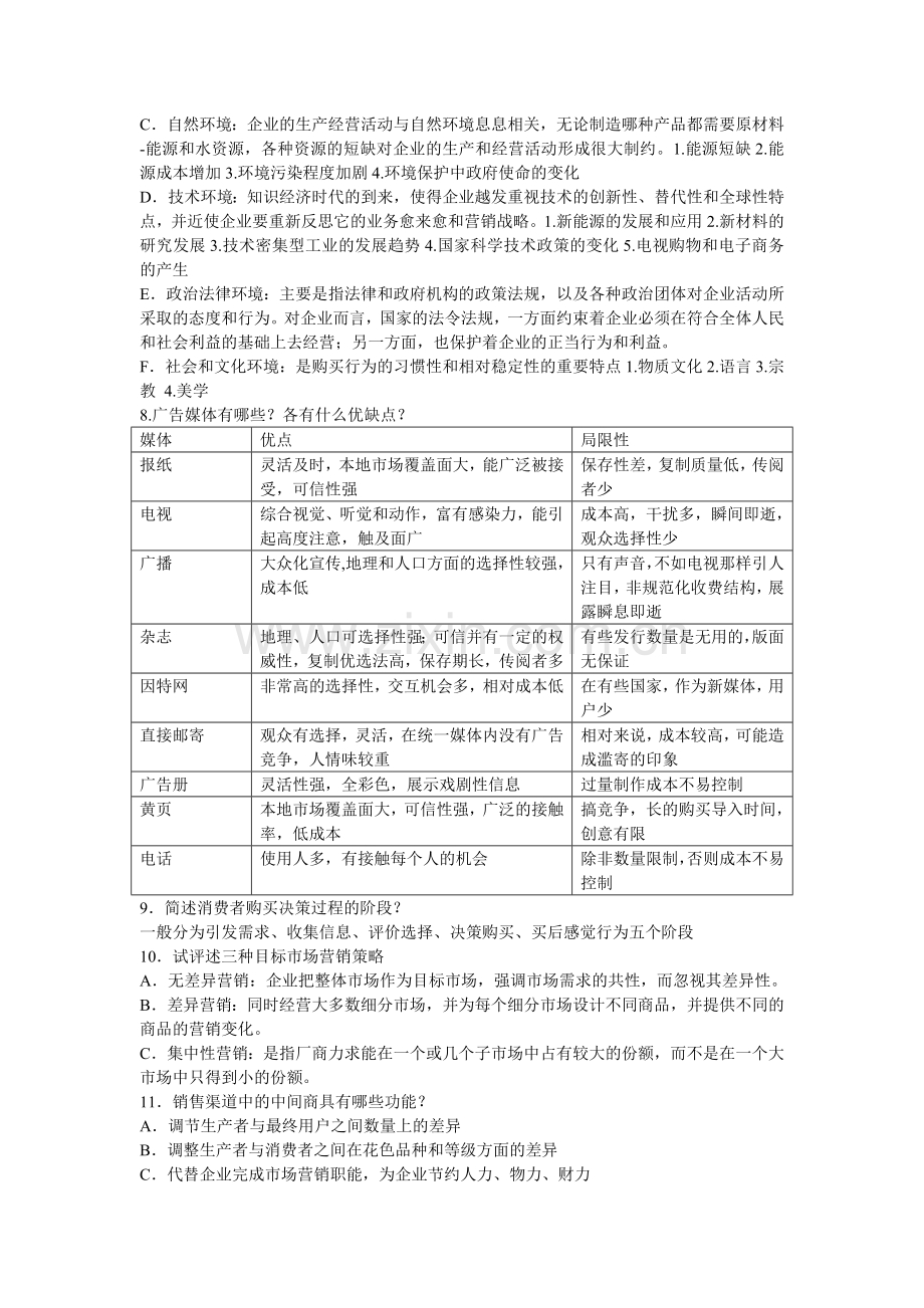 营销管理复习题纲(供参考).doc_第2页