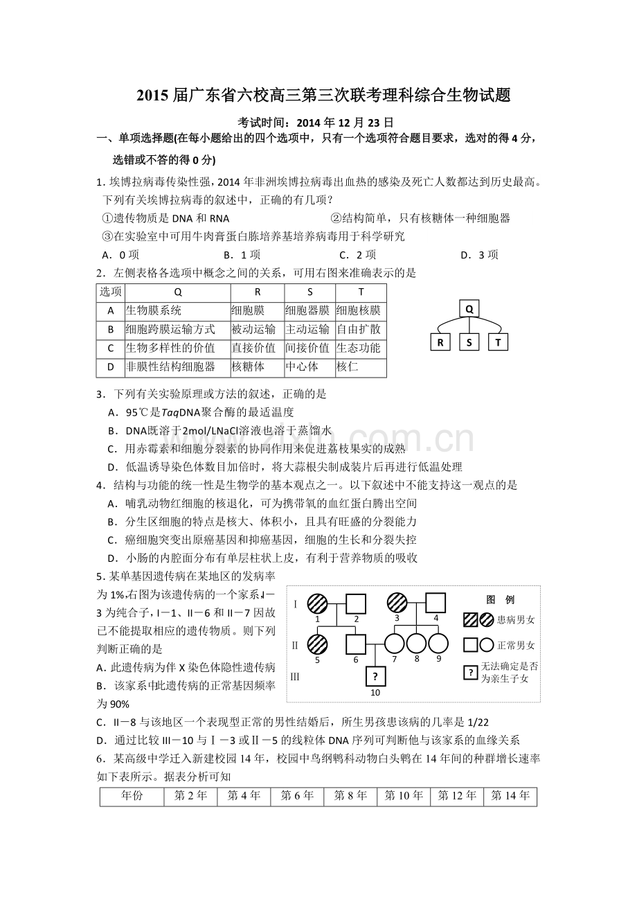 高三理综上册第三次联考试题.doc_第1页