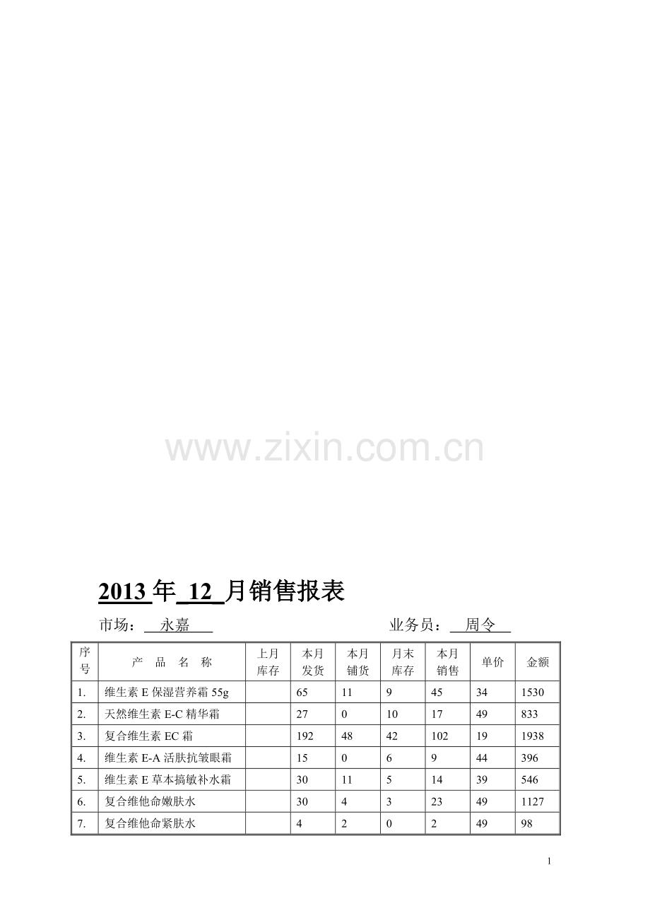 月销售报表.doc_第1页