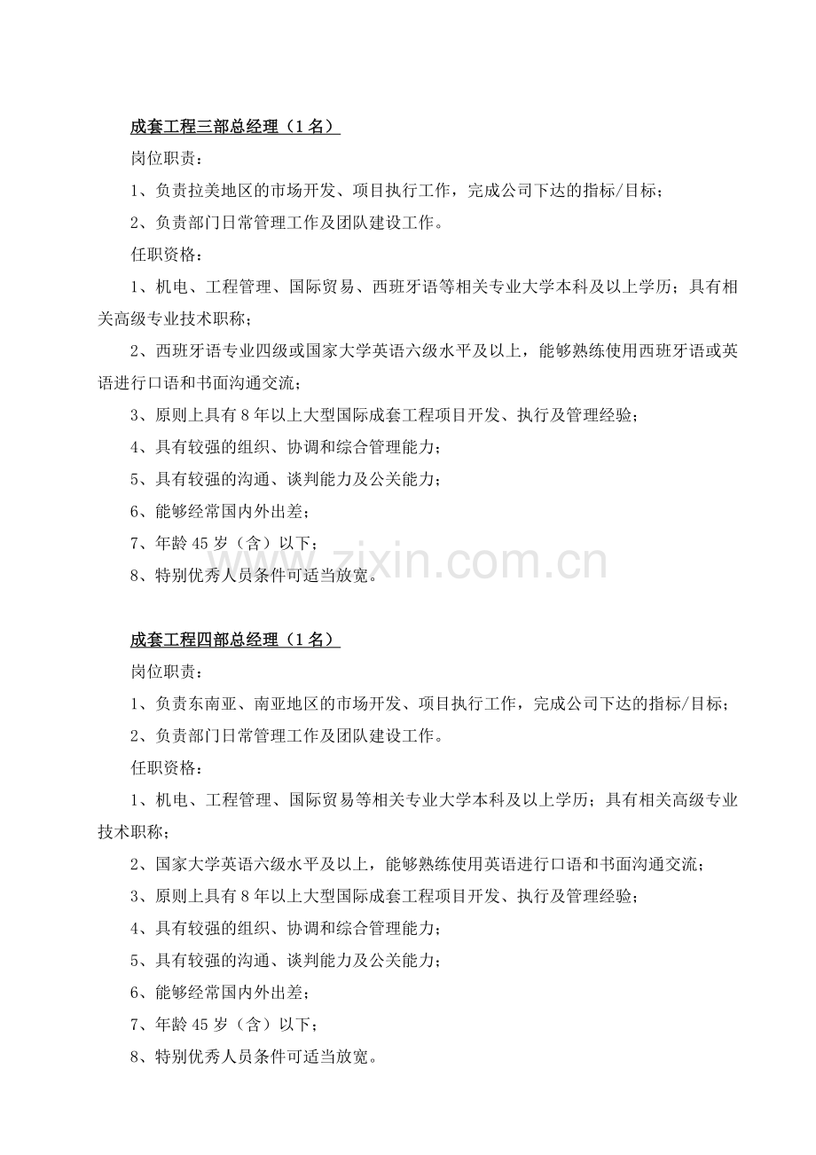 中工国际公开竞聘岗位职责及任职资格要求.doc_第3页