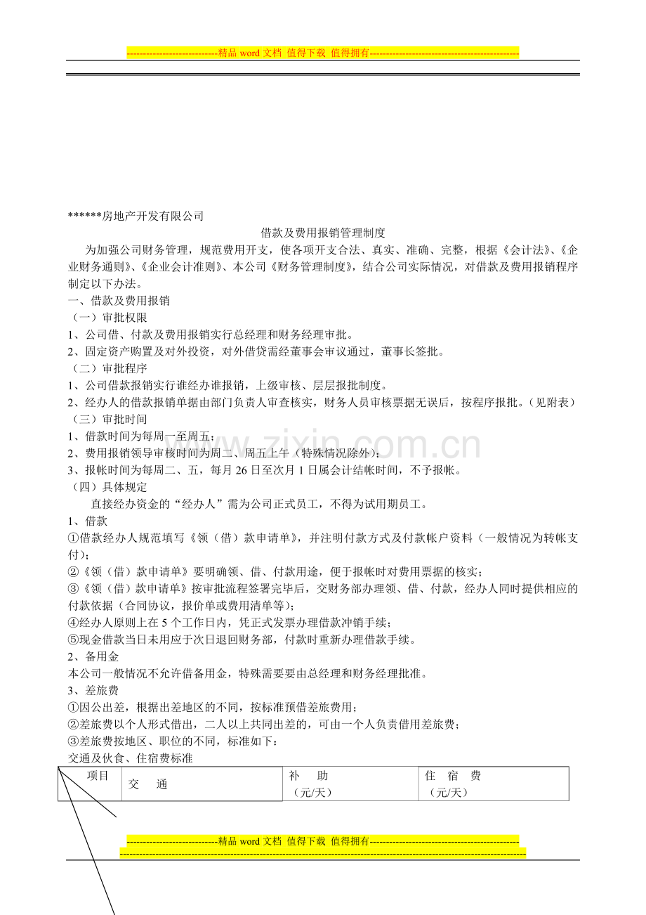 新建房地产公司借款及费用报销管理制度.doc_第1页