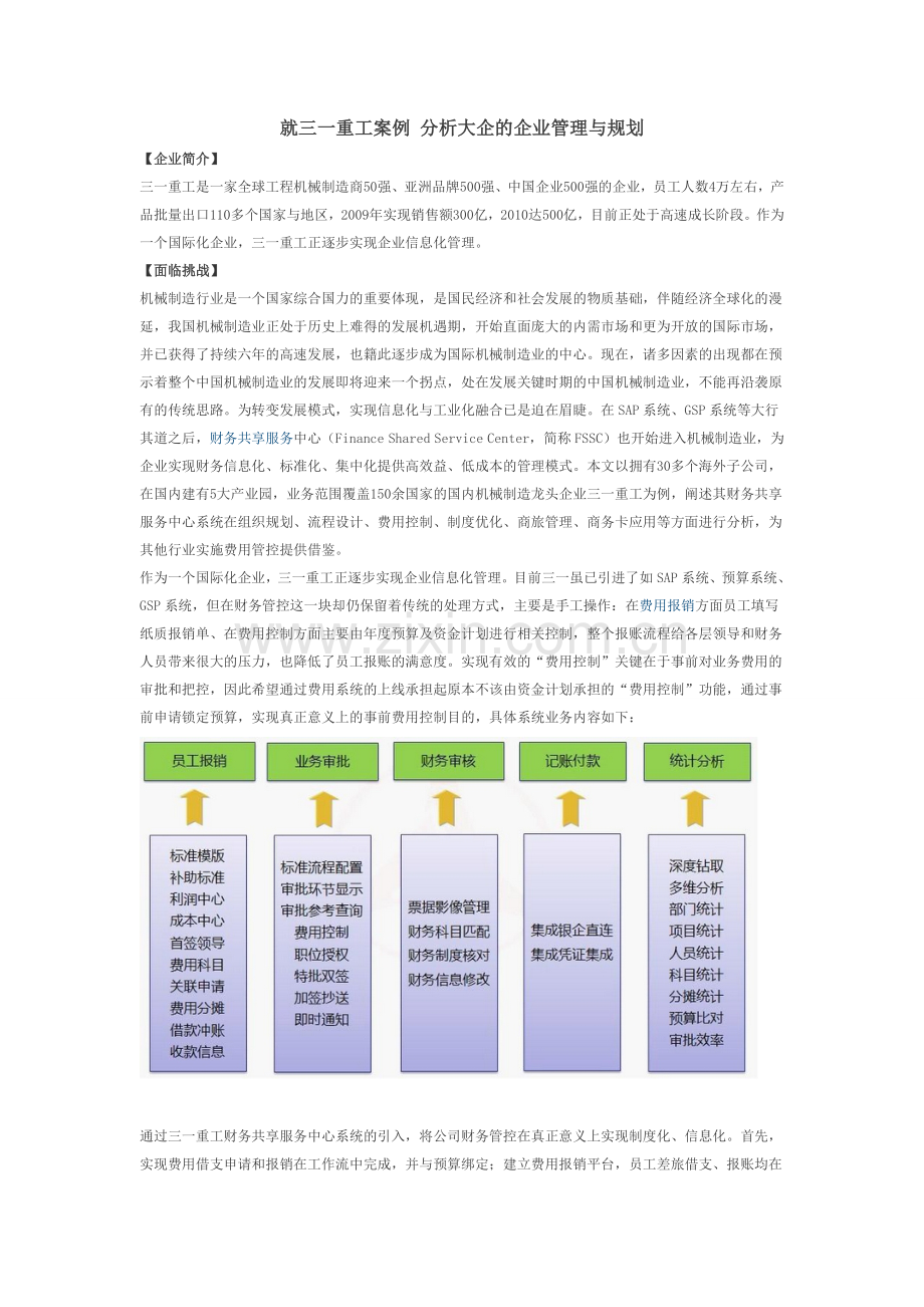 就三一重工案例-分析大企的企业管理与规划.doc_第1页