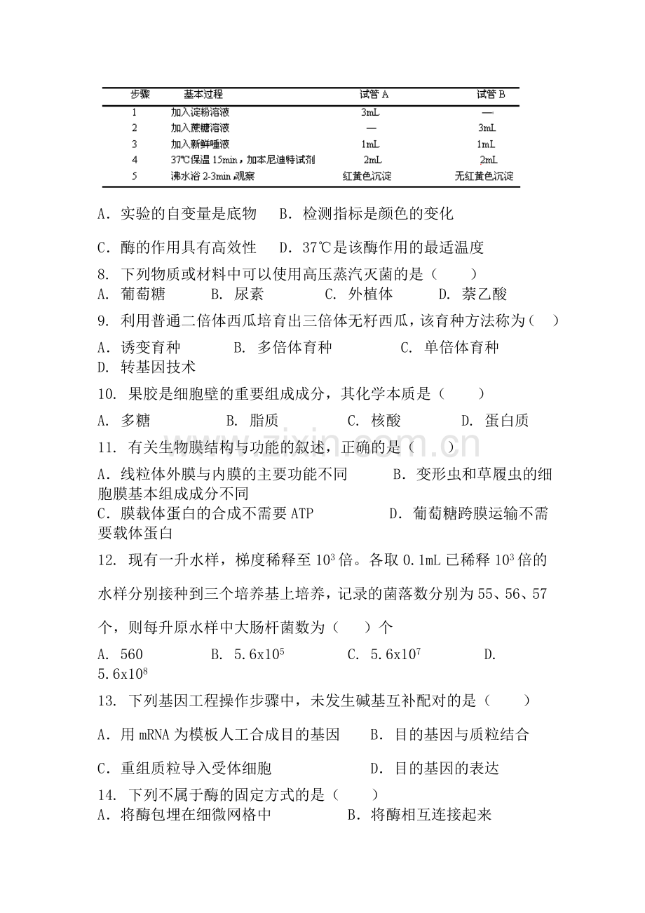 浙江省宁波市2015-2016学年高二生物下册期中试题.doc_第2页