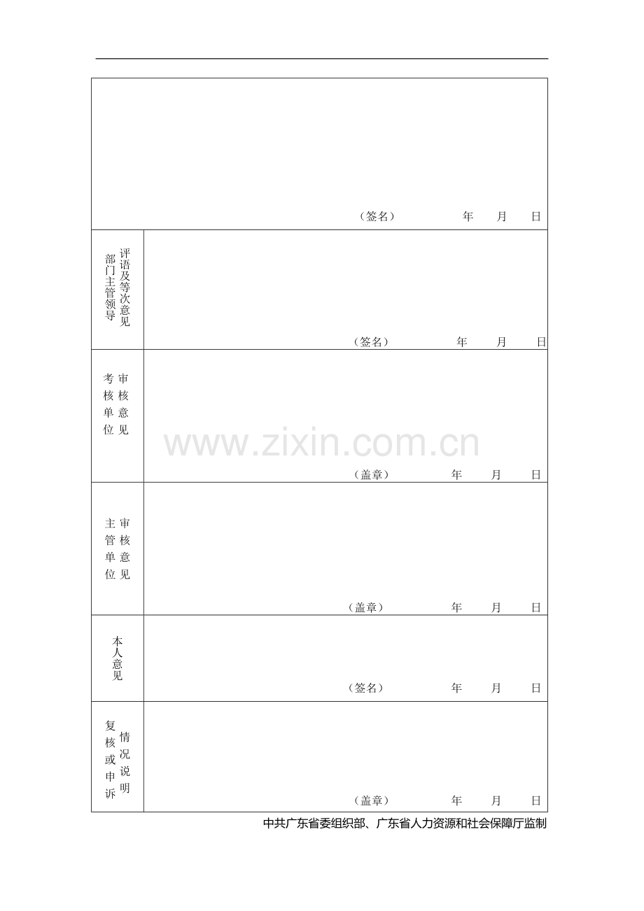 广东省事业单位工作人员考核登记表、呈报表等(附表一至附表六)..doc_第2页