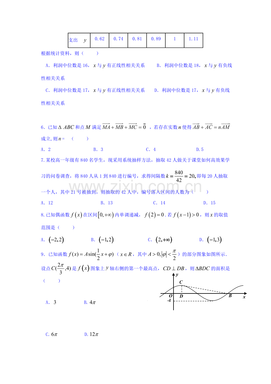 广东省惠来一中2015-2016学年高一数学下册期末考试题1.doc_第2页