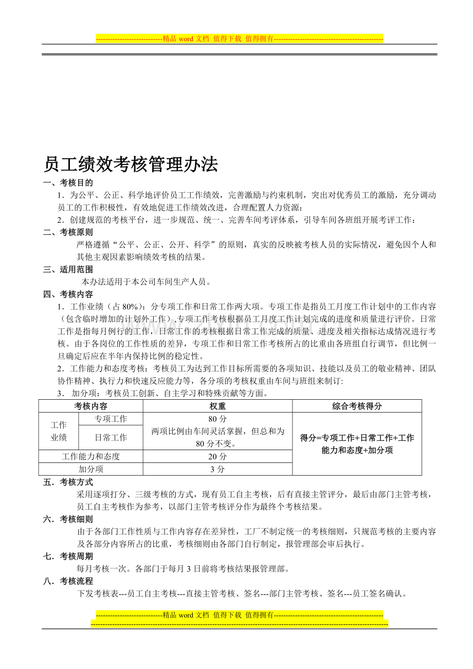 员工绩效考核管理办法(二)..doc_第1页