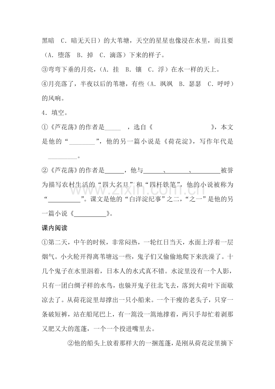 八年级语文芦花荡同步练习.doc_第2页