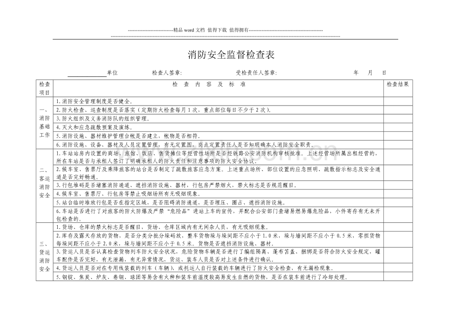 消防安全监督检查表.doc_第1页