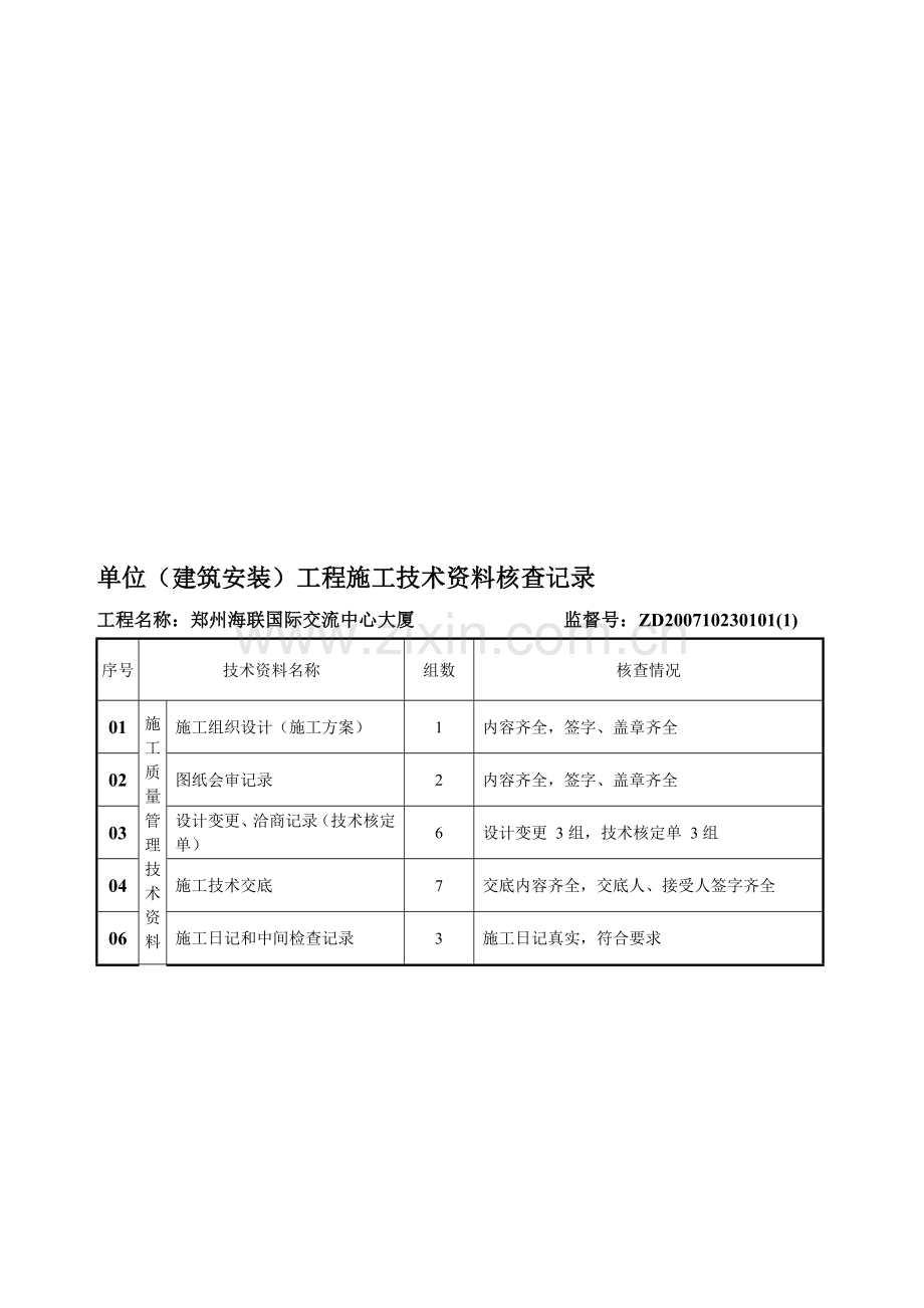 安装工程资料核查表.doc_第1页