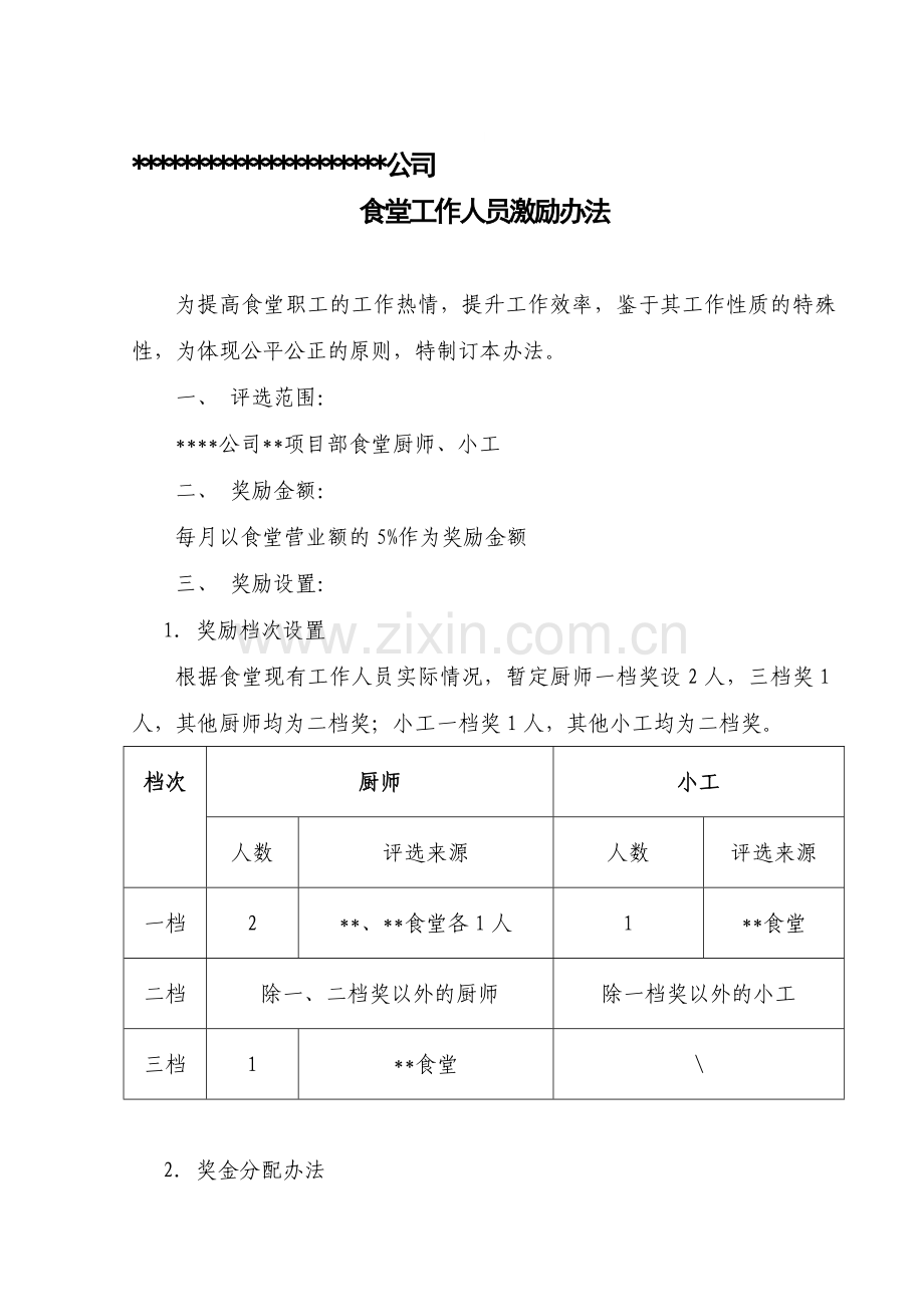 食堂工作人员激励办法.doc_第1页