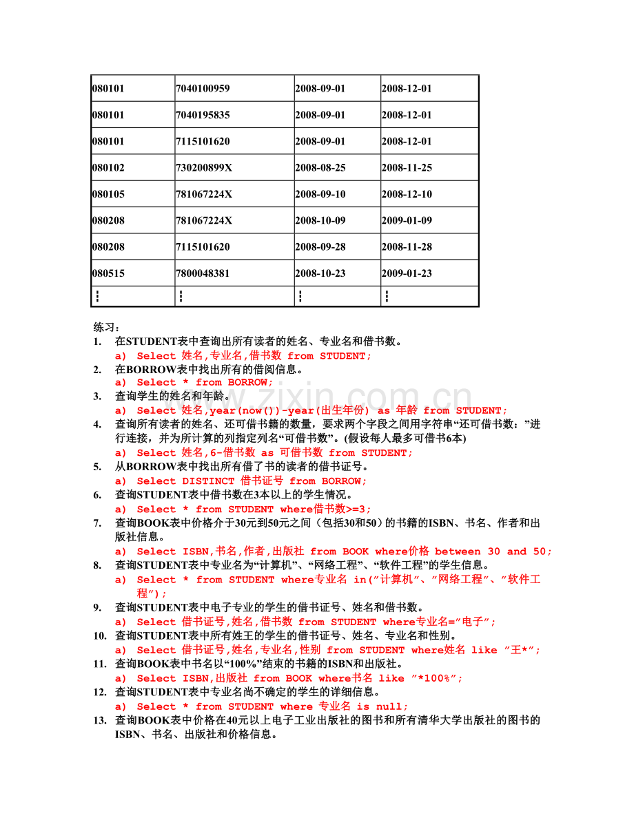 浙江大学城市学院图书管理系统中sql练习答案.doc_第2页