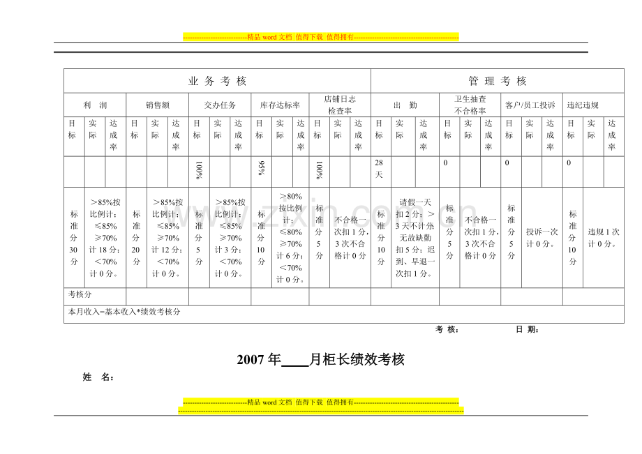 月收银员绩效考核..doc_第3页