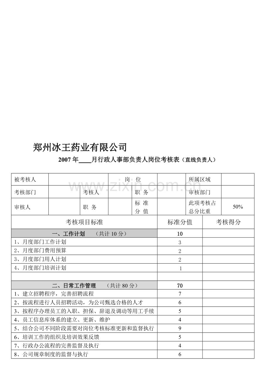 人事专员岗位考核表..doc_第2页