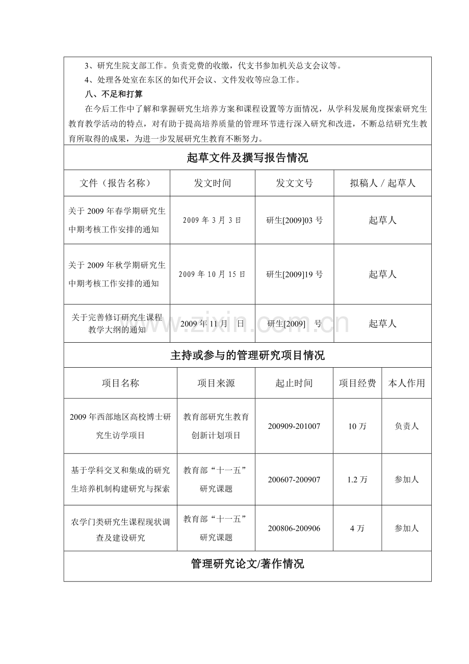 中国农业大学2009年度党政管理人员考核表..doc_第3页