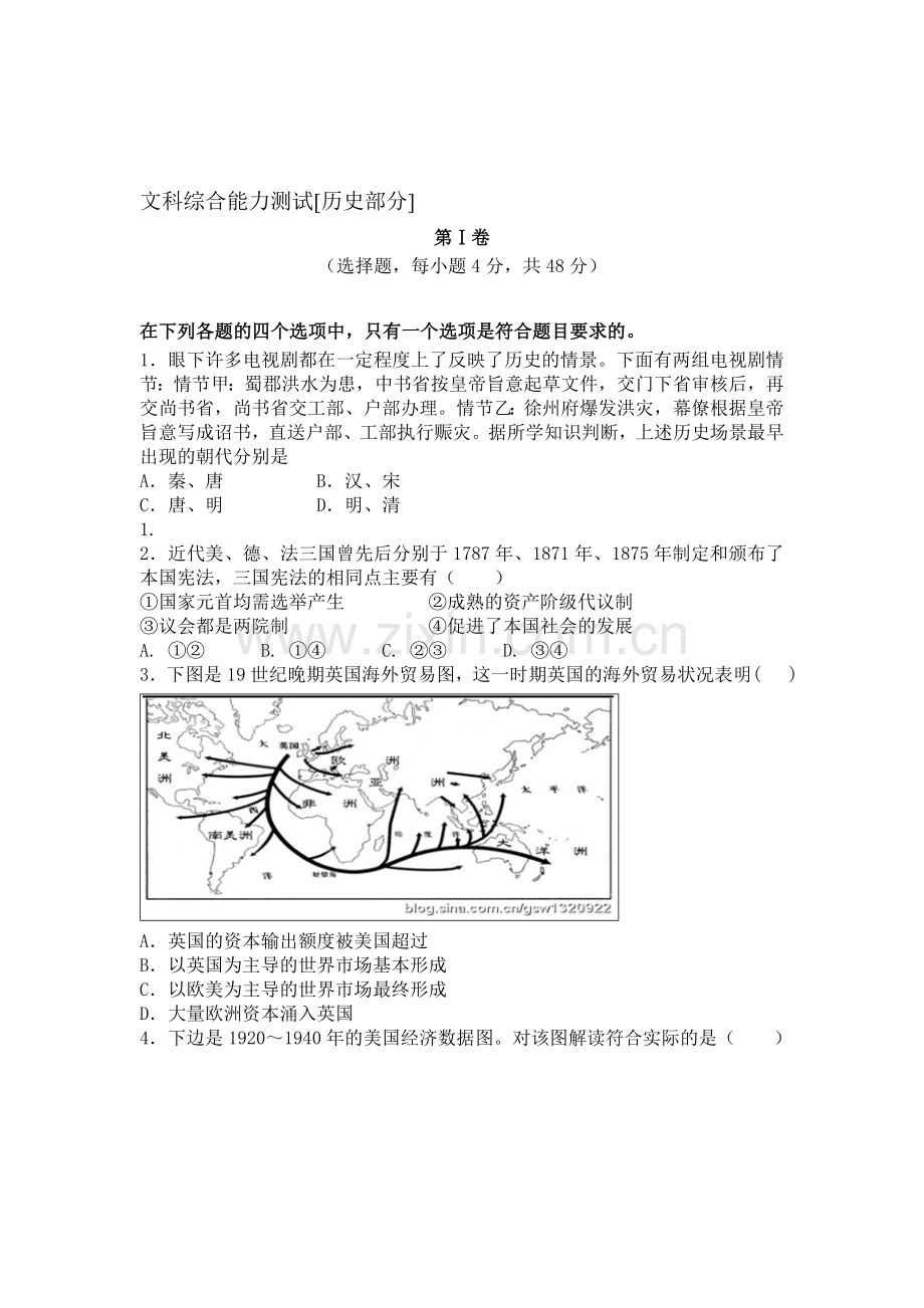 江西省万载二中2016届高三历史下册综合能力测试题3.doc_第1页