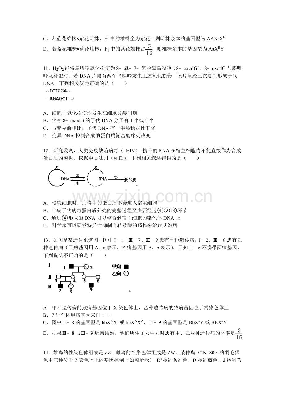 山东省德州市2016届高三生物上册期中试题2.doc_第3页