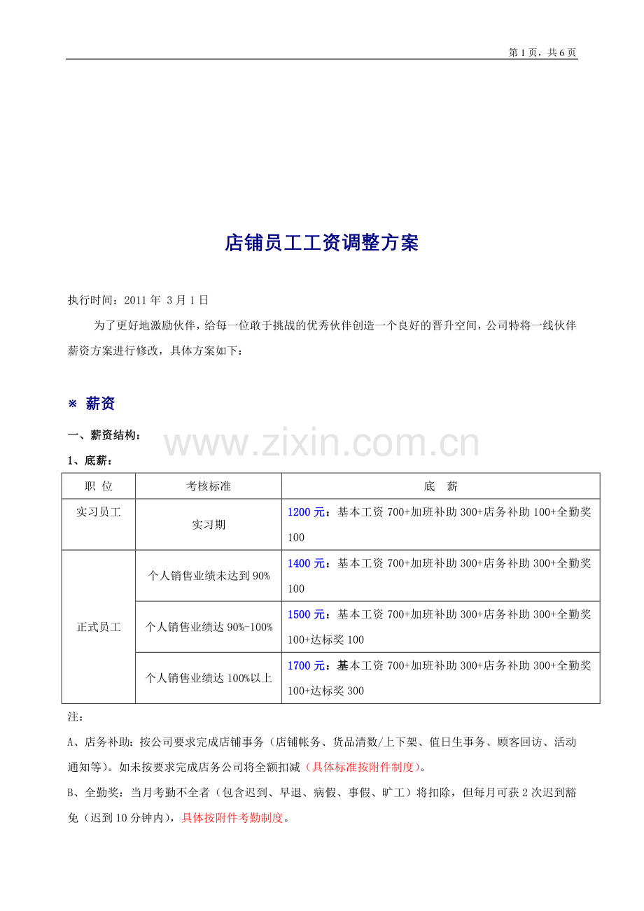 店铺工资方案(2011)确认版.doc_第1页