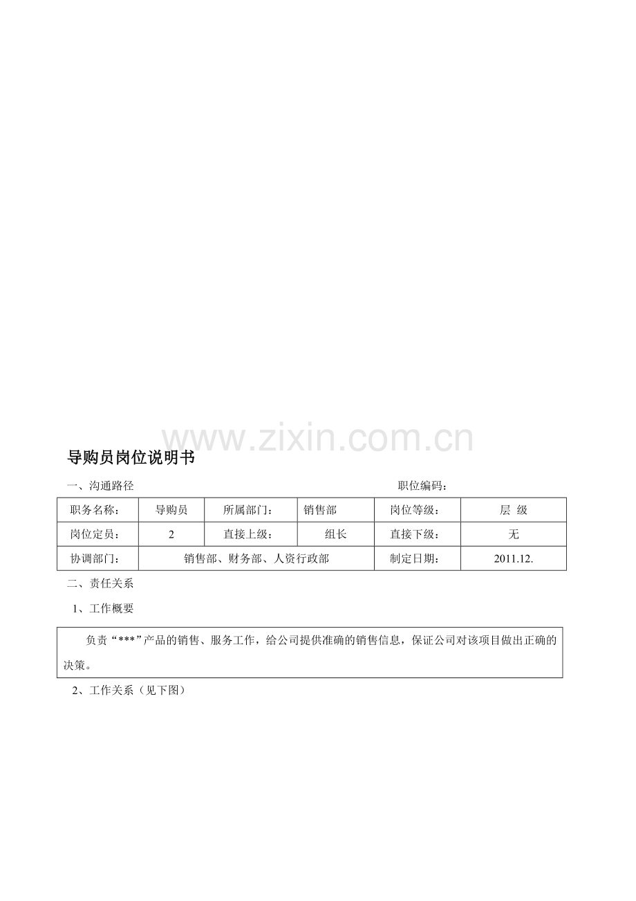 某品牌导购员岗位说明书.doc_第1页