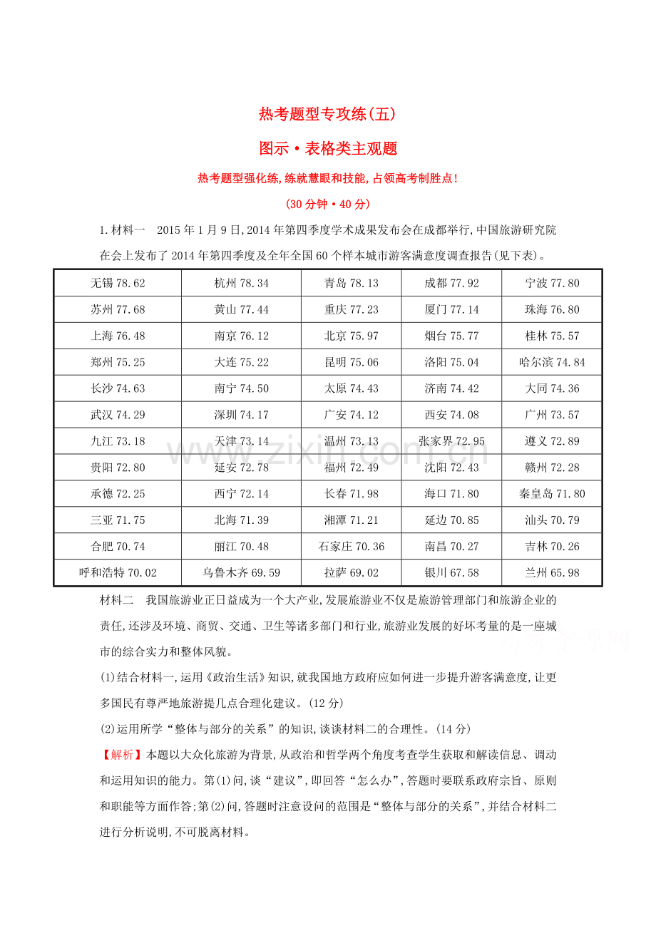 2016届高考政治第二轮考点复习专练30.doc_第1页