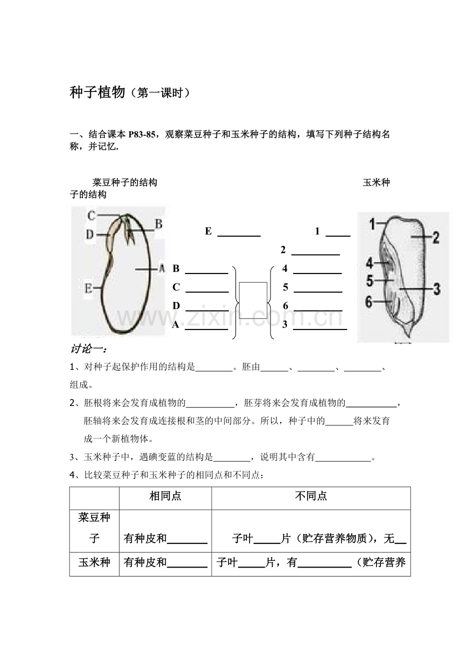 七年级生物下学期课时课堂训练18.doc_第1页