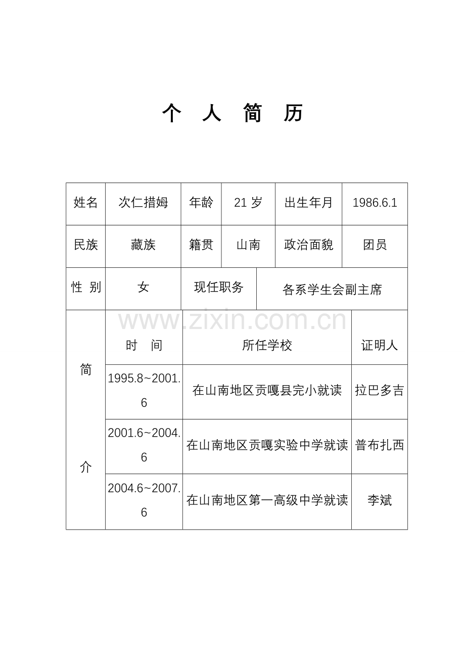 个人简历(空).doc_第1页